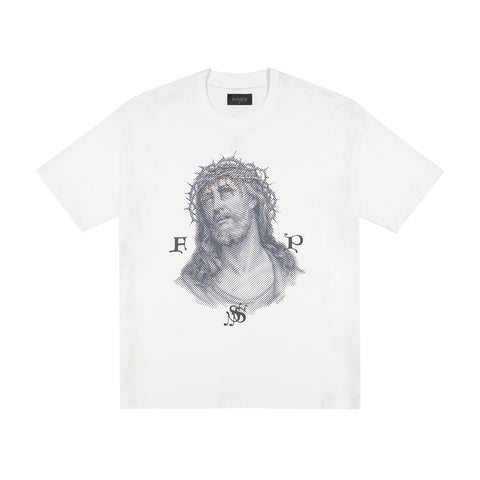 Jesus Rhinestone Tee in White