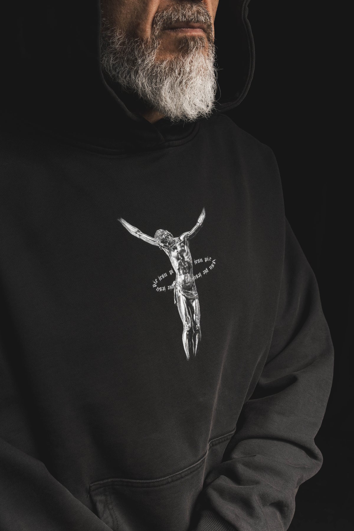 Crucifixus Hoodie in Obsidian